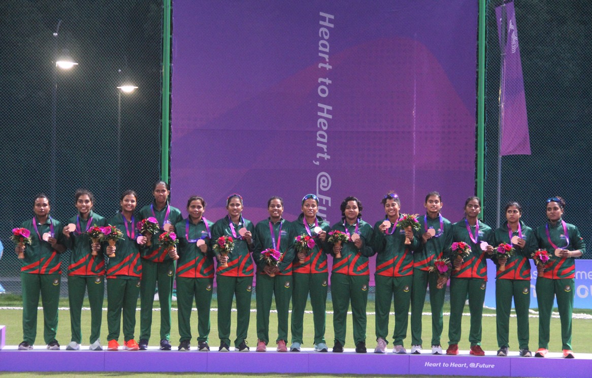 The Bangladesh Women’s Team won the bronze in the women’s cricket event at the 19th Asia Games