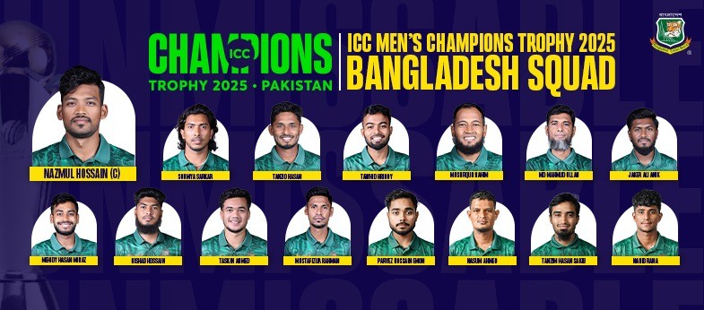 Bangladesh Squad for ICC Men’s Champions Trophy 2025 Announced